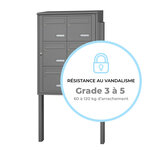 Bloc collectif Leabox  2x3  grade 3  simple face  extérieur  fixation sur pieds à sceller  gris poussière ral 7037 finition brillante
