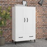 vidaXL Buffet Blanc brillant 70x31x115 cm Bois d'ingénierie