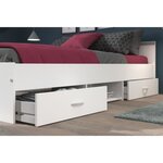 Lit adulte ZODIAC 160 x 200 - blanc - 2 tiroirs - 165.8 x 58.9 x 203 cm