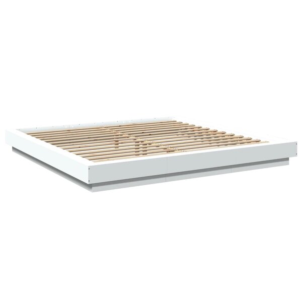 vidaXL Cadre de lit avec lumières LED blanc 200x200 cm bois ingénierie