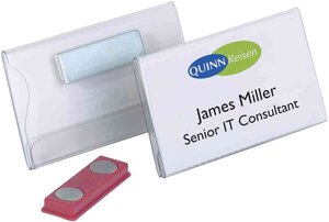 Boite de 25 badges à aimant 75 x 40 mm tranparent DURABLE