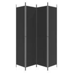 vidaXL Cloison de séparation 4 panneaux Noir 200x220 cm Tissu