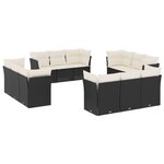 vidaXL Salon de jardin 12 Pièces avec coussins noir résine tressée