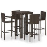 vidaXL Ensemble de bar d'extérieur 5 Pièces accoudoir Poly rotin Marron