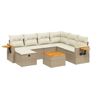 vidaXL Salon de jardin avec coussins 8 Pièces beige résine tressée