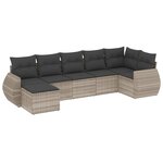 vidaXL Salon de jardin avec coussins 7 Pièces gris clair résine tressée