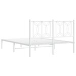 vidaXL Cadre de lit métal avec tête de lit blanc 135x190 cm