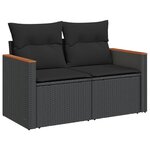 vidaXL Salon de jardin avec coussins 13 Pièces noir résine tressée