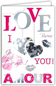 Carte Je t'aime Saint Valentin 14 février Amour I Love you + Enveloppe 12x17 5cm