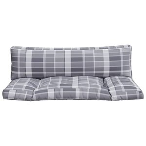 vidaXL Coussins de palette 2 Pièces carreaux gris tissu
