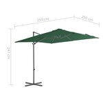 vidaXL Parasol en porte-à-faux avec mât en acier 250 x 250 cm Vert