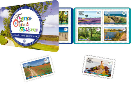 Carnet de 12 timbres - France Terre de tourisme - Randonnées pédestres -  Lettre Verte - La Poste
