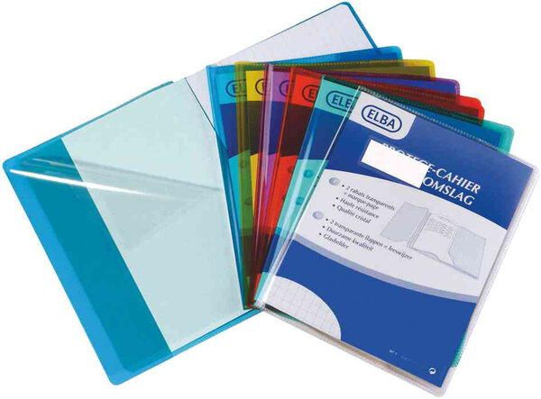Protège-cahiers 240 x 320 mm Incolore PVC 22/100eme Haute qualité avec rabat ELBA