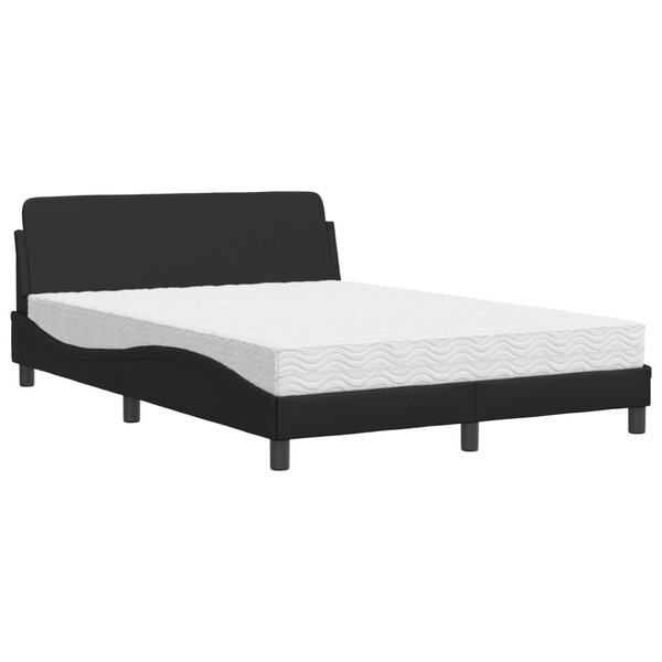 vidaXL Lit avec matelas noir 140x190 cm similicuir