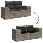 Ensemble de canapés de jardin vidaXL 14 pièces avec coussins gris poly rotin acacia