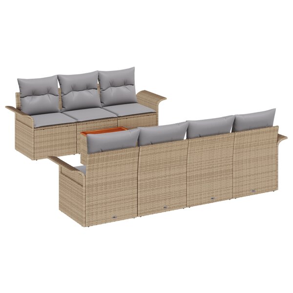 vidaXL Ensemble de canapés de jardin 8 pièces avec coussins Beige Poly Rattan Acacia