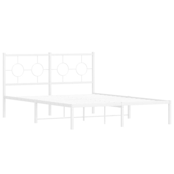 vidaXL Cadre de lit métal avec tête de lit blanc 135x190 cm