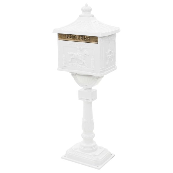 Boîte aux lettres sur pied aluminium vintage antirouille blanc 02_0041552