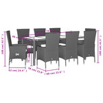 vidaXL Ensemble à manger de jardin et coussins 9 Pièces beige Poly rotin