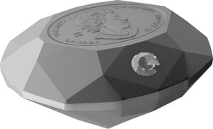 Monnaie en argent 50 dollars g 93.31 millésime 2023 forevermark diamond forevermark black label oval diamond 3d