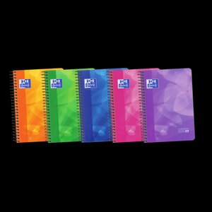LOT de 5 Oxford School Lagoon 8ème Livre Européen - Couverture Plastique Résistante - Cahier 120 Feuilles - Format 4 5x5 - Couleurs Assorties