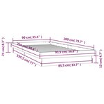 vidaXL Cadre de lit LED cire marron 90x200 cm bois de pin massif