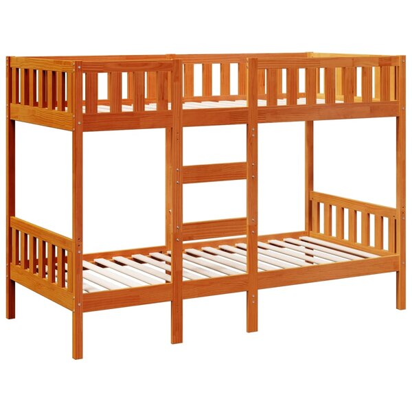 vidaXL Lit superposé cire marron 80x200 cm bois de pin massif