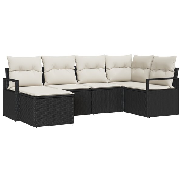 Ensemble de canapé de jardin 6 pièces vidaXL avec coussins noir poly rotin