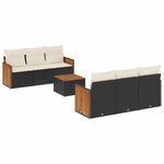 vidaXL Salon de jardin 7 Pièces avec coussins noir résine tressée