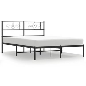 vidaXL Cadre de lit métal avec tête de lit noir 140x200 cm