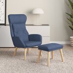 vidaXL Chaise de relaxation avec repose-pied Bleu Tissu