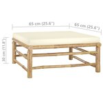 vidaXL Salon de jardin 3 Pièces avec coussins blanc crème Bambou