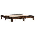 vidaXL Cadre de lit chêne fumé 200x200 cm bois d'ingénierie et métal