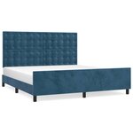 vidaXL Cadre de lit avec tête de lit Bleu foncé 160x200 cm Velours