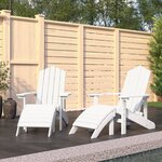 vidaXL Chaises de jardin Adirondack lot de 2 repose-pieds PEHD Blanc