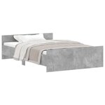 vidaXL Cadre de lit tête de lit et pied de lit gris béton 120x190 cm