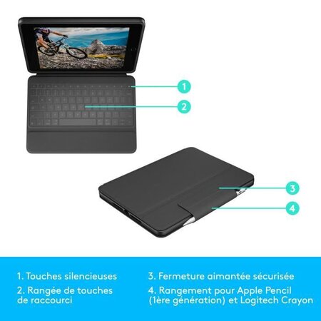 Étui-clavier solide pour iPad 7e, 8e et 9e génération de Logitech - gris  graphite