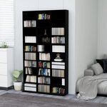 vidaXL Armoire à CD Noir 102x16x177 5 cm Bois d'ingénierie