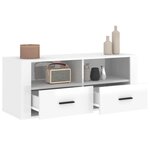 vidaXL Meuble TV Blanc brillant 100x35x40 cm Bois d'ingénierie