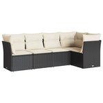 vidaXL Salon de jardin 5 Pièces avec coussins noir résine tressée