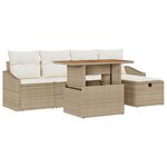 vidaXL Ensemble de Canapé de Jardin 6 Pièces avec Coussins Beige Poly Rotin