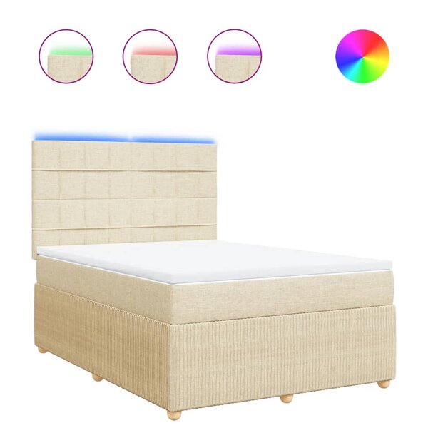 vidaXL Sommier à lattes de lit avec matelas Crème 160x200 cm Tissu