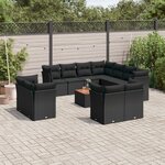 vidaXL Salon de jardin 12 Pièces avec coussins noir résine tressée