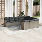 vidaXL Salon de jardin avec coussins 10 Pièces gris résine tressée
