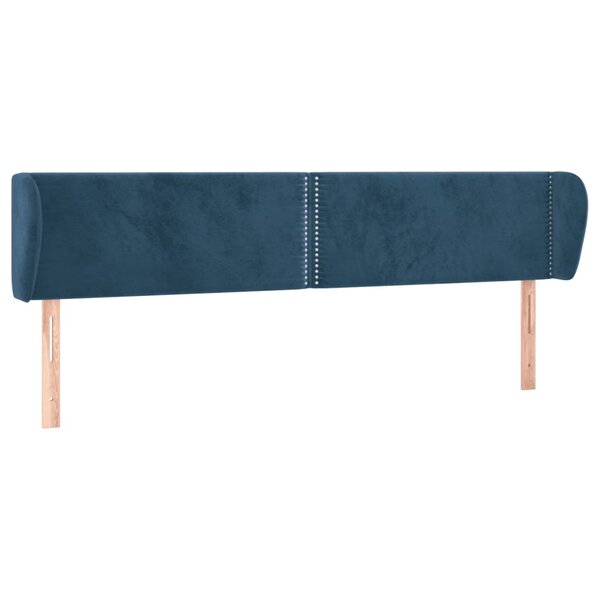 vidaXL Tête de lit avec oreilles Bleu foncé 183x23x78/88 cm Velours