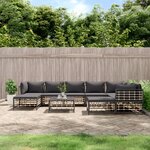 vidaXL Salon de jardin 10 Pièces avec coussins anthracite résine tressée