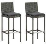 vidaXL Ensemble de bar de jardin avec coussins 3 Pièces Gris