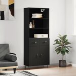 vidaXL Buffet haut Noir 69 5x34x180 cm Bois d'ingénierie