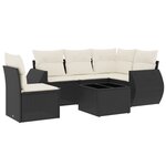 vidaXL Salon de jardin 6 Pièces avec coussins noir résine tressée