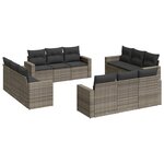 vidaXL Salon de jardin avec coussins 12 Pièces gris résine tressée